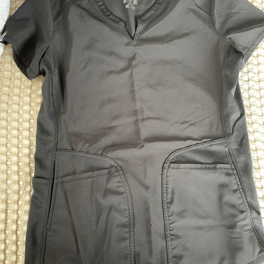 Scrubstar Black Tailored V-Neck Blouse